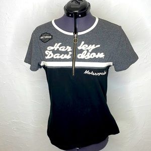 Harley Davidson Official 3 /4 Zip  Embroidered Shirt
